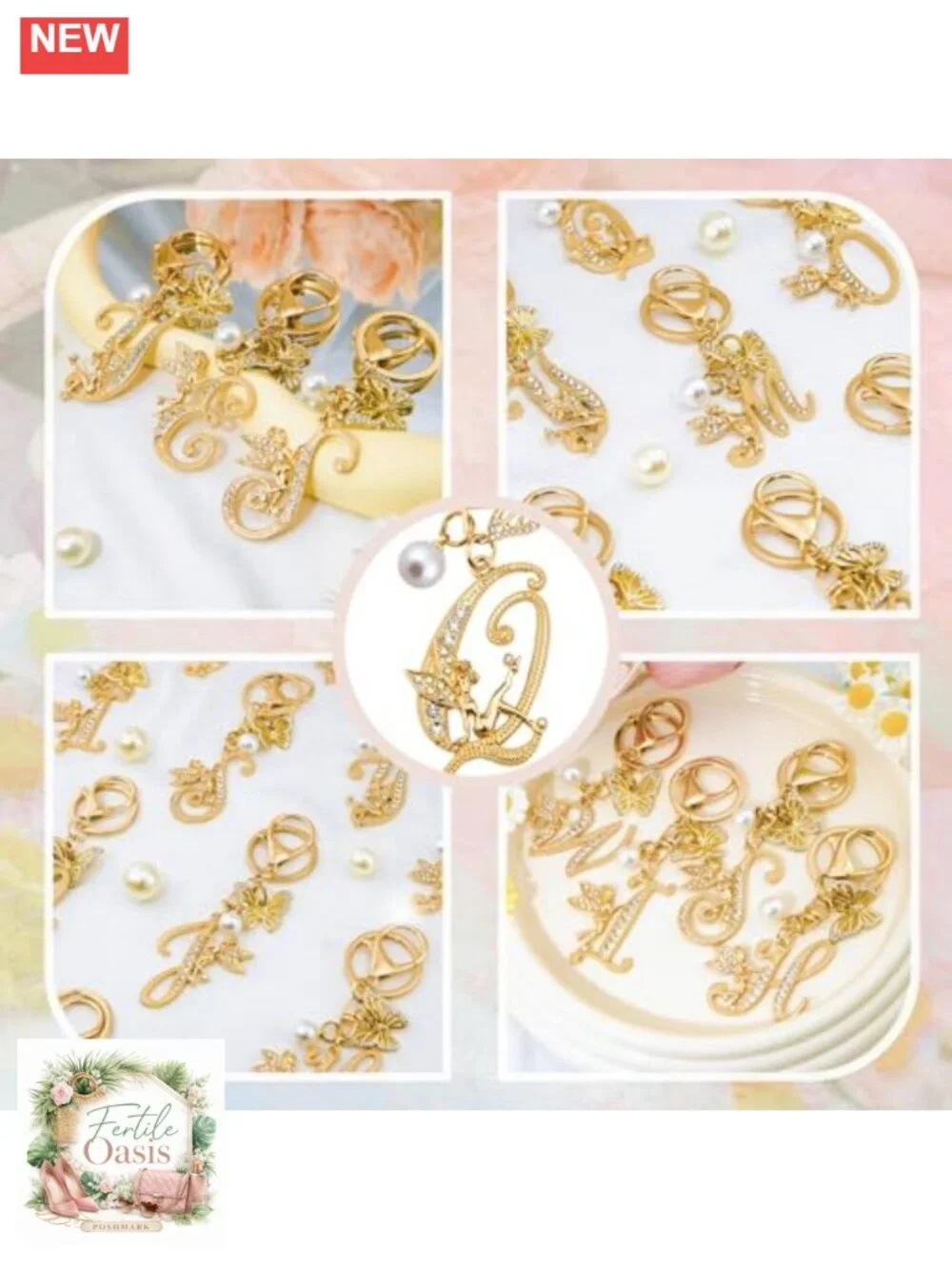 Butterfly Initial Keychain Bag Charm for Women Purse Handbag Accessory